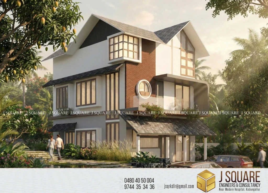 Contemporary residence with timber accents and large windows
